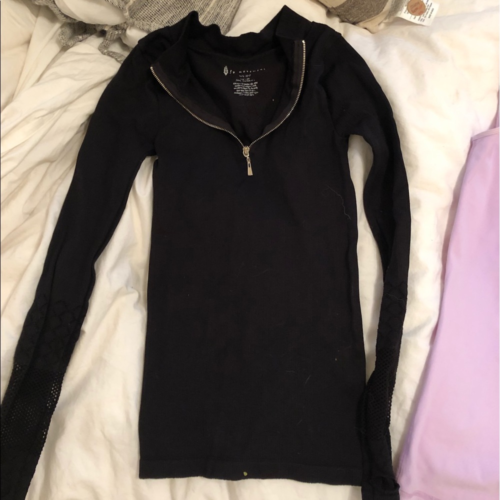 Free people black long sleeve 1/4 zip thermal